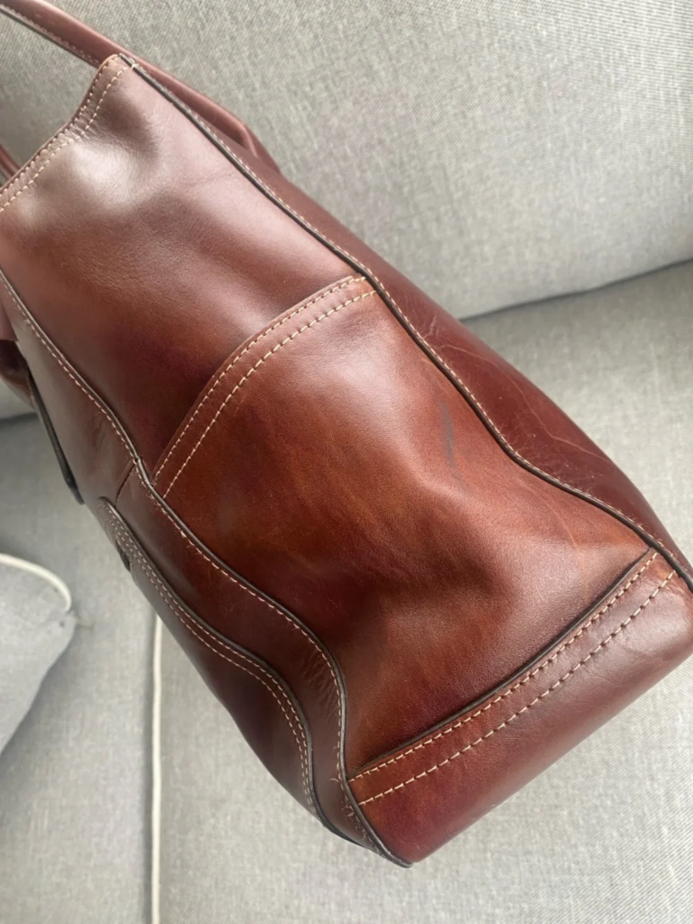 Fossil brown leather business shoulder bag long live vintage since 1954